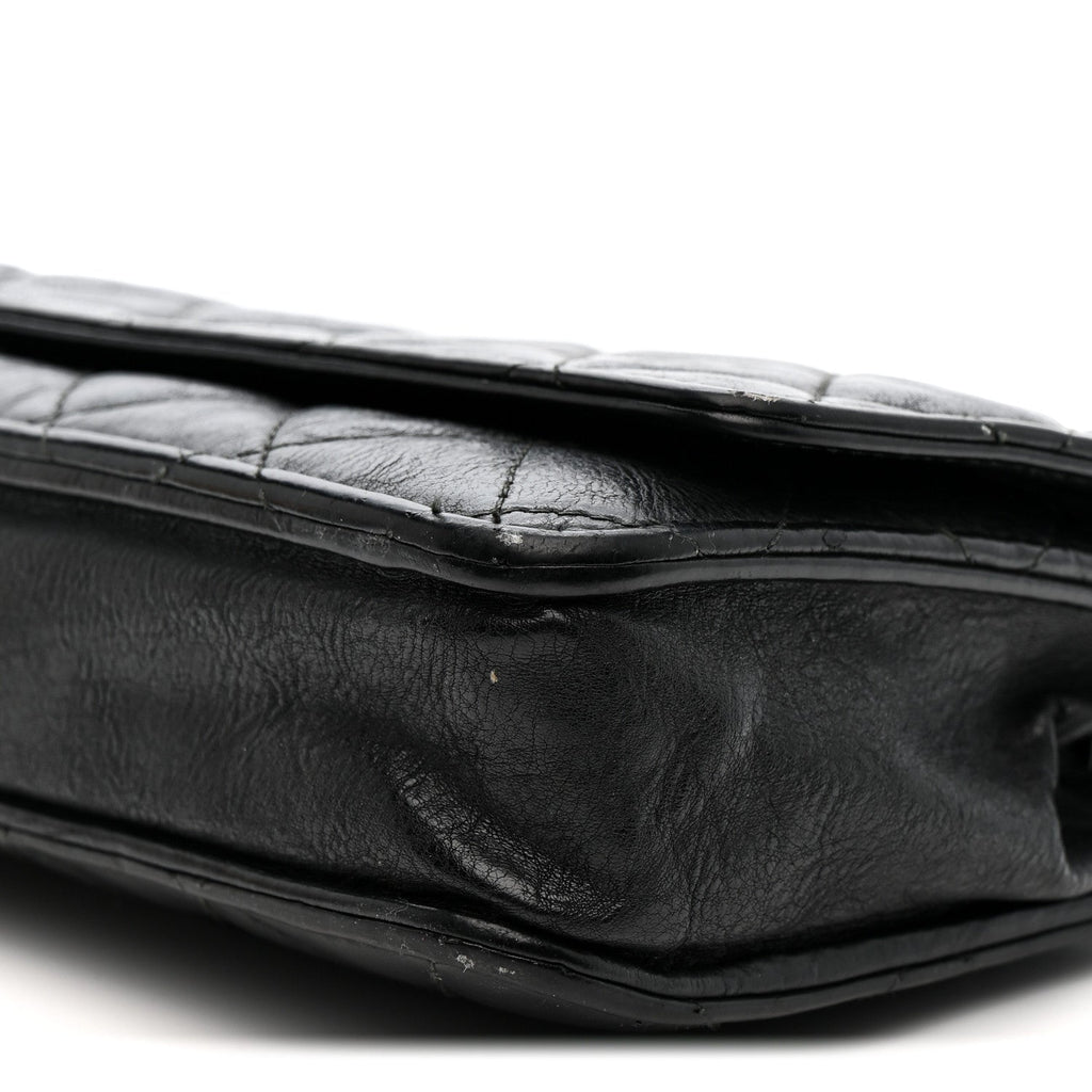 Crumpled Calfskin Quilted Wallet On Chain WOC So Black