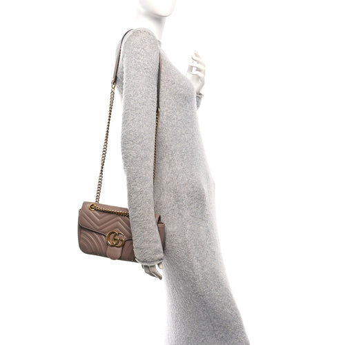 Calfskin Matelasse Small GG Marmont Shoulder Bag Porcelain Rose