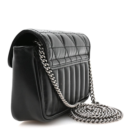 Calfskin Matelasse Aria Super Mini GG Marmont Shoulder Bag Black
