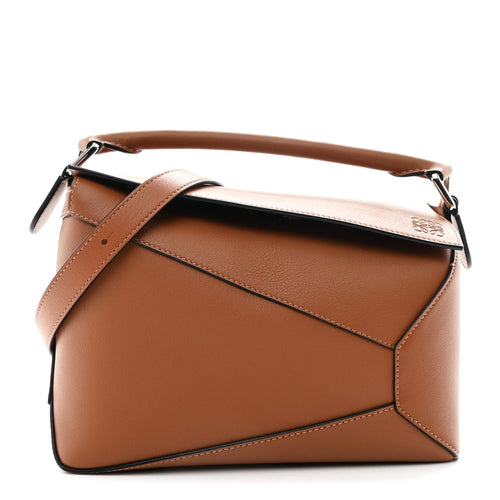Calfskin Small Puzzle Edge Bag Tan