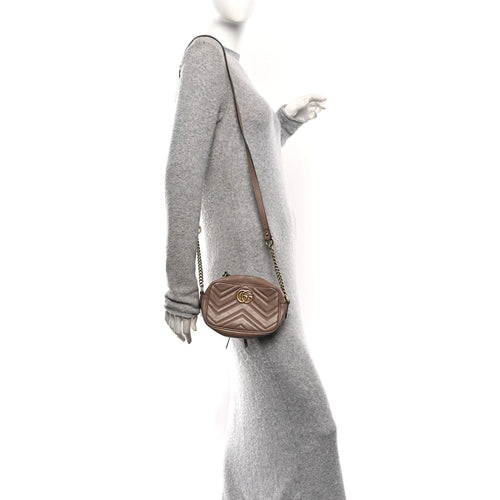 Calfskin Matelasse Mini GG Marmont Chain Shoulder Bag Porcelain Rose