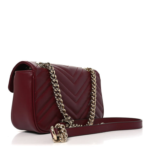 Calfskin Matelasse Mini GG Marmont Shoulder Bag Rosso Ancora