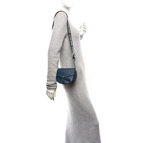 Calfskin Jacquard Mini Gate Crossbody Bag Onyx Blue