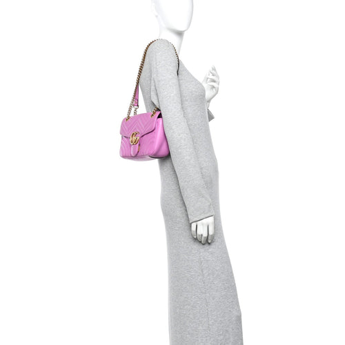 Calfskin Matelasse Small GG Marmont Shoulder Bag Candy Mousse
