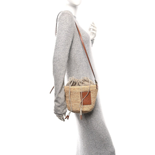 Calfskin Raffia Anagram Paulas Ibiza Pochette Bag Natural Tan