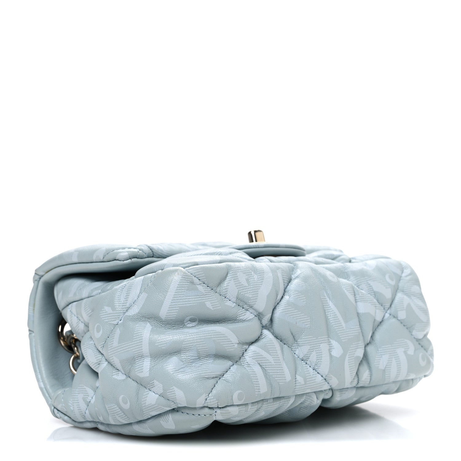 Lambskin Quilted Printed CC Mini Square Flap Light Blue