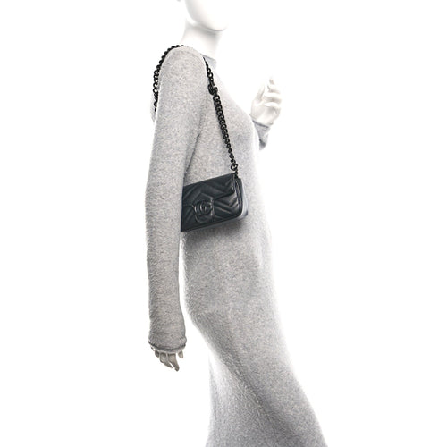 Calfskin Matelasse Monochrome GG Marmont Chain Belt Bag Black