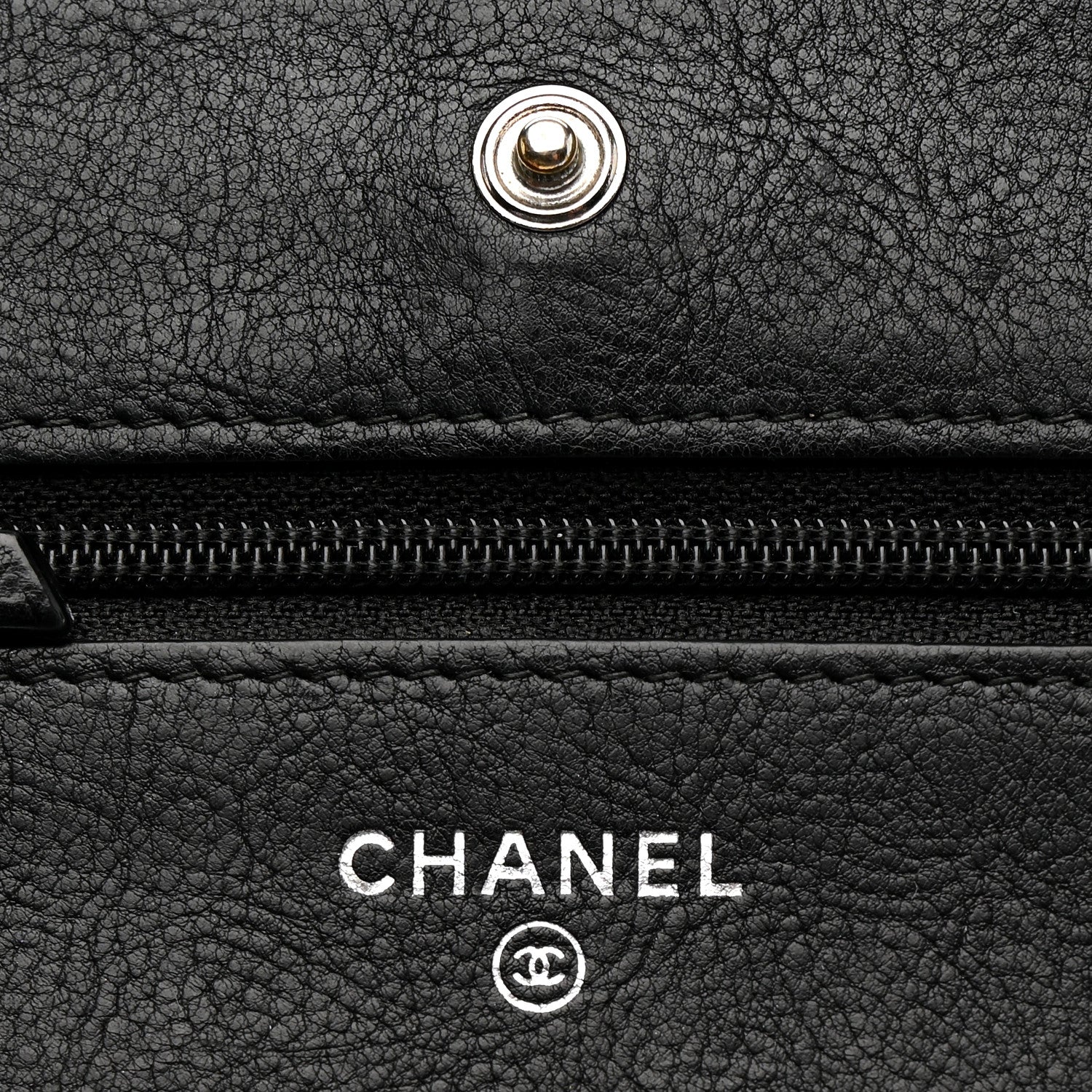 Crumpled Calfskin Quilted Wallet On Chain WOC So Black