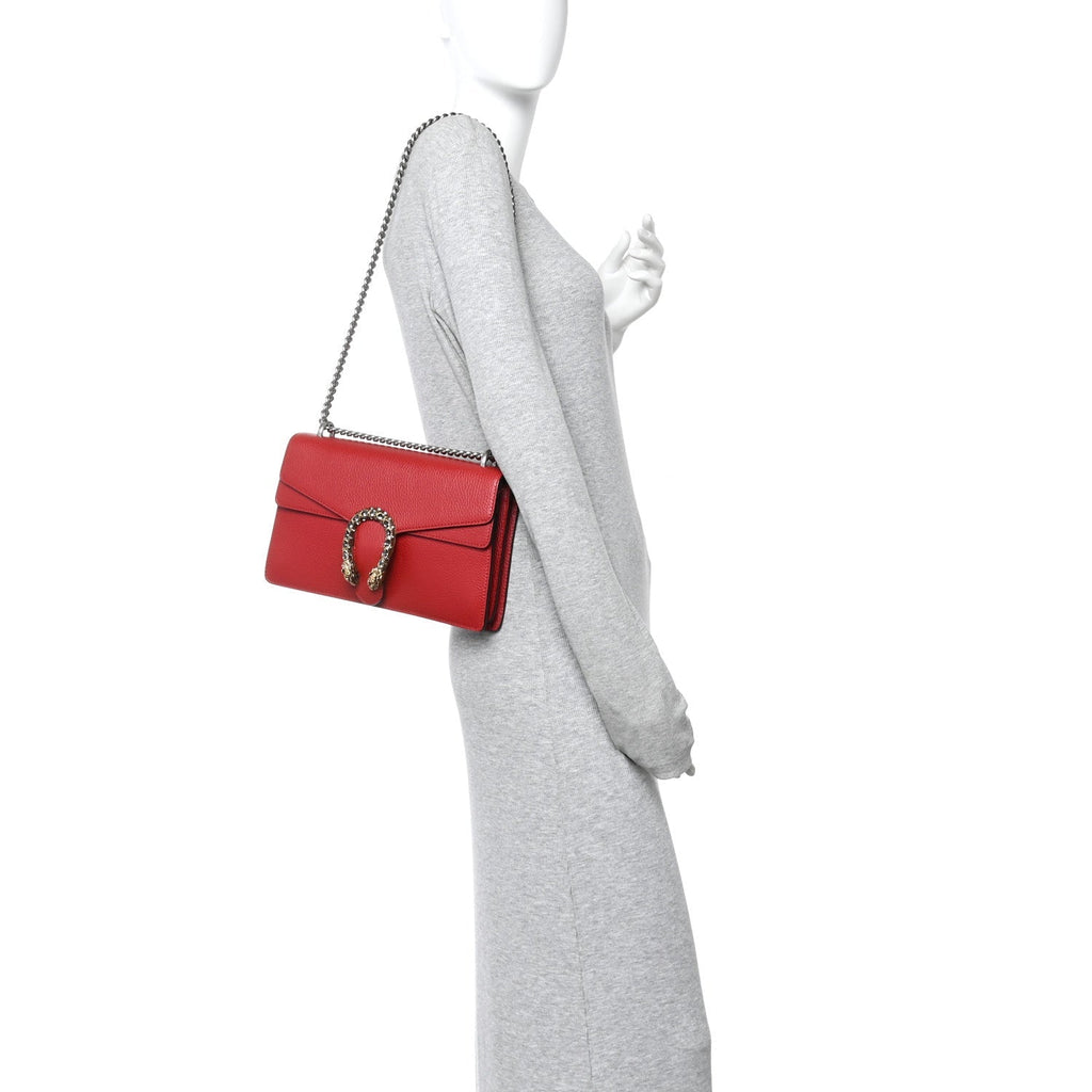 Dollar Calfskin Swarovski Crystal Small Dionysus Shoulder Bag Hibiscus Red