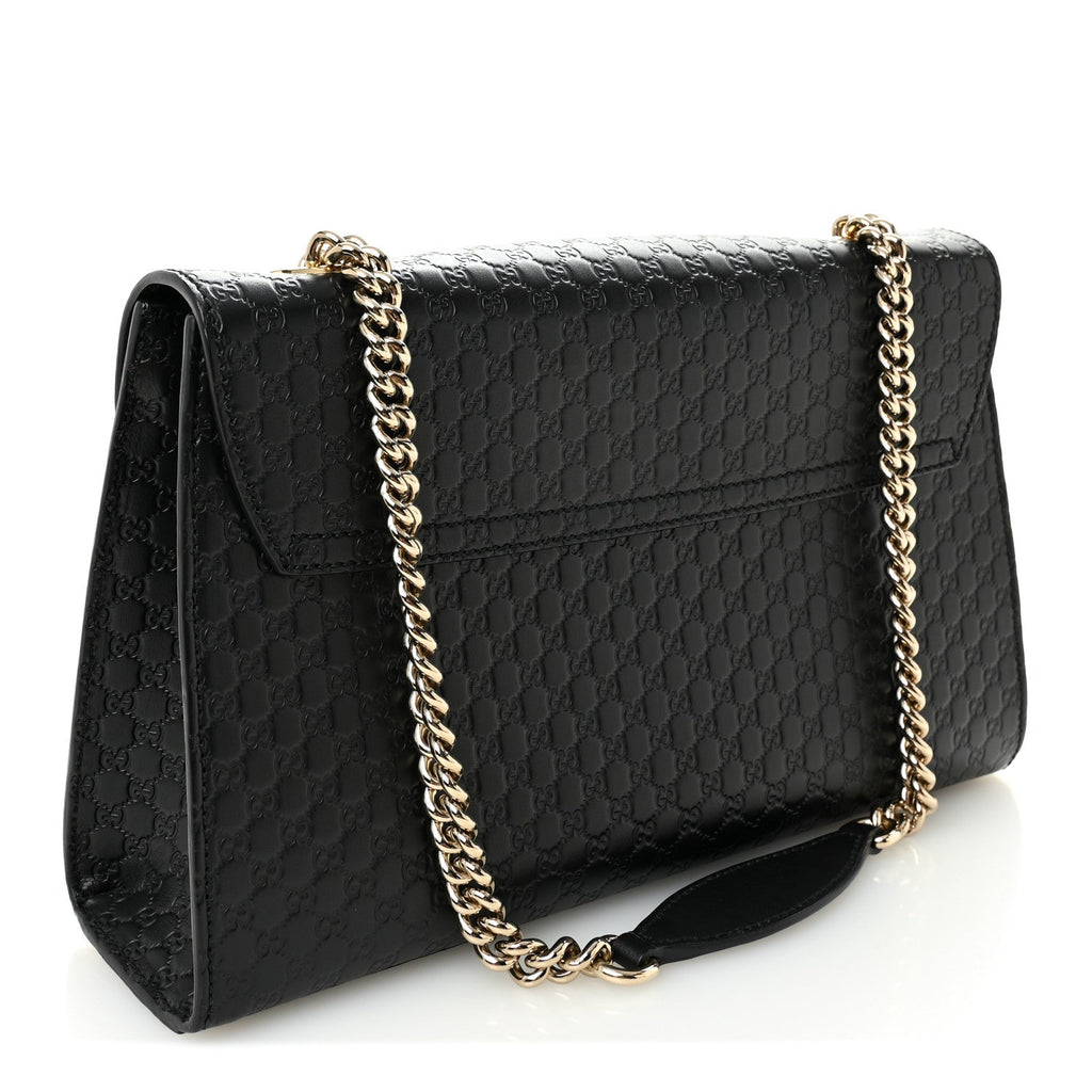 Microguccissima Medium Emily Chain Shoulder Bag Black