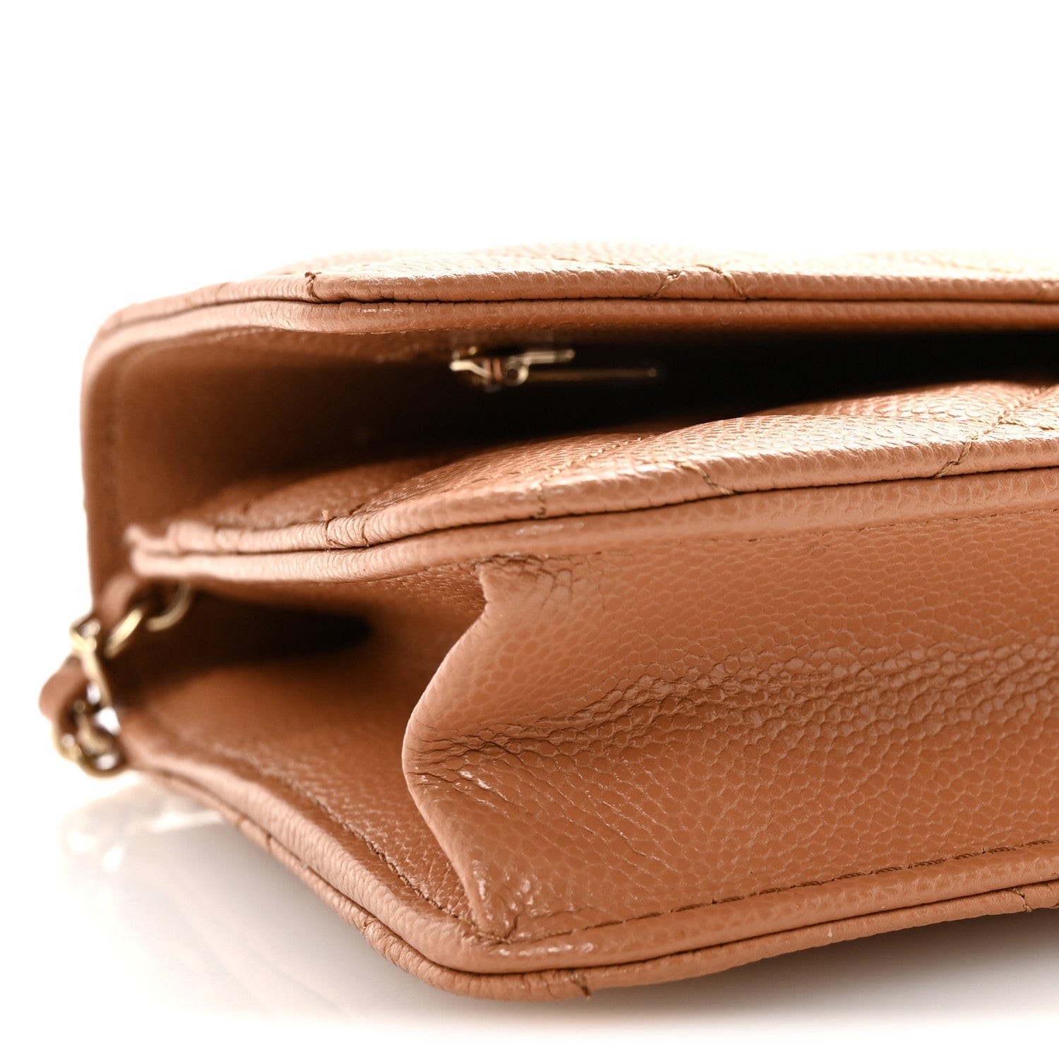 Caviar Quilted CC Turnlock Wallet On Chain WOC Brown