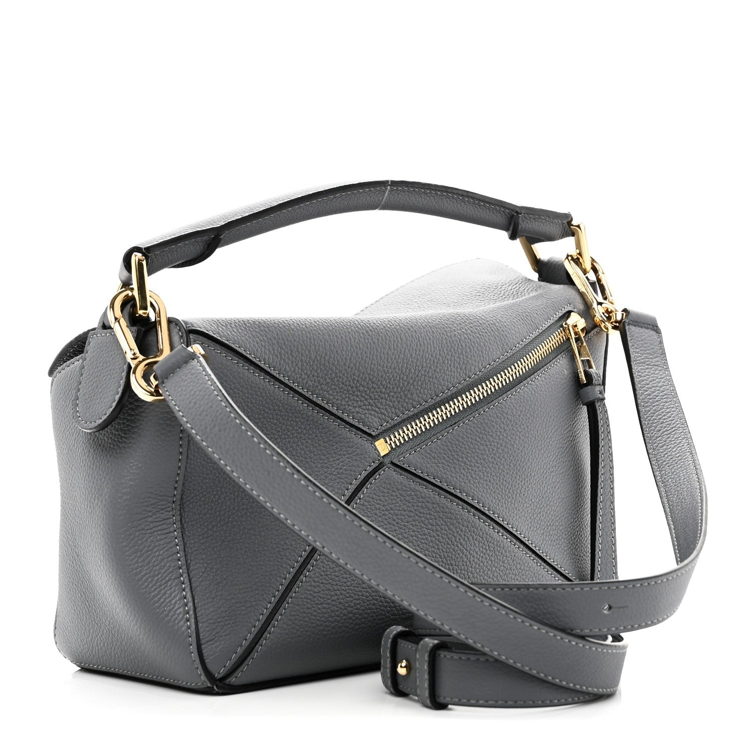 Soft Grained Calfskin Small Puzzle Bag Asphalt Grey
