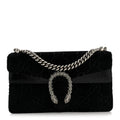 Velvet Skipper Crystal GG Monogram Small Dionysus Shoulder Bag Black Black Diamond