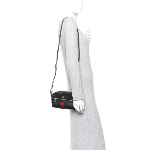 Calfskin Web Mini Ophidia Shoulder Bag Black