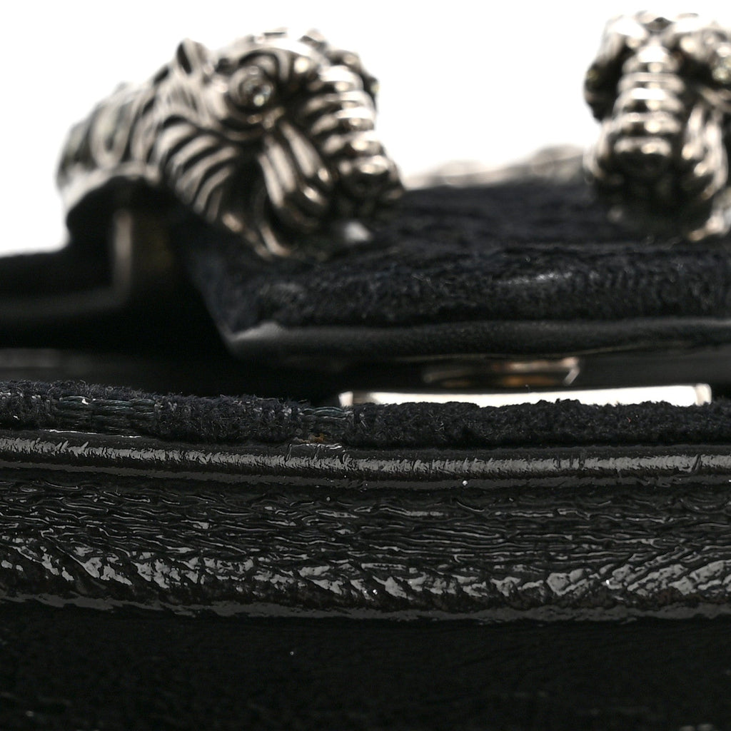 Velvet Skipper Crystal GG Monogram Small Dionysus Shoulder Bag Black Black Diamond