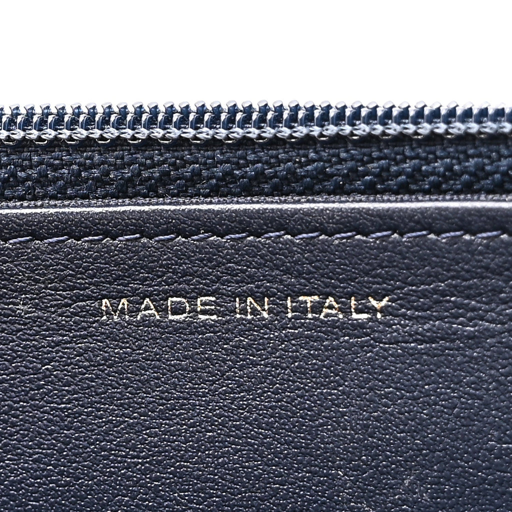 Lambskin Quilted Wallet On Chain WOC Navy