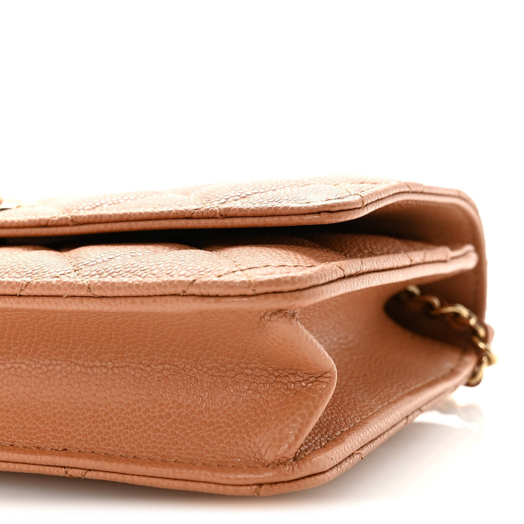 Caviar Quilted CC Turnlock Wallet On Chain WOC Brown