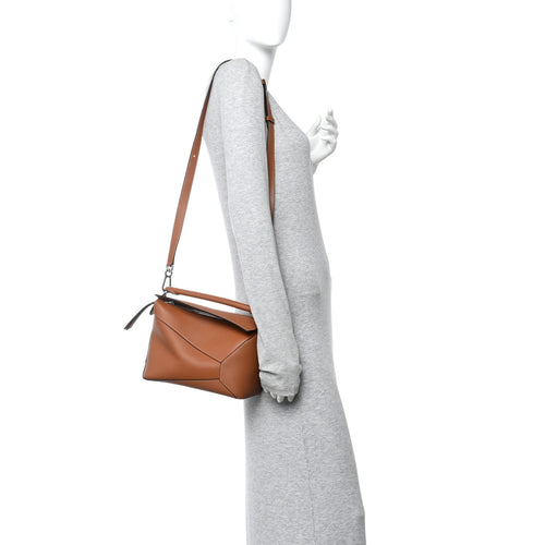 Calfskin Small Puzzle Edge Bag Tan