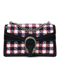 Vintage Tweed Check Small Dionysus Shoulder Bag White Hibiscus Red Marine