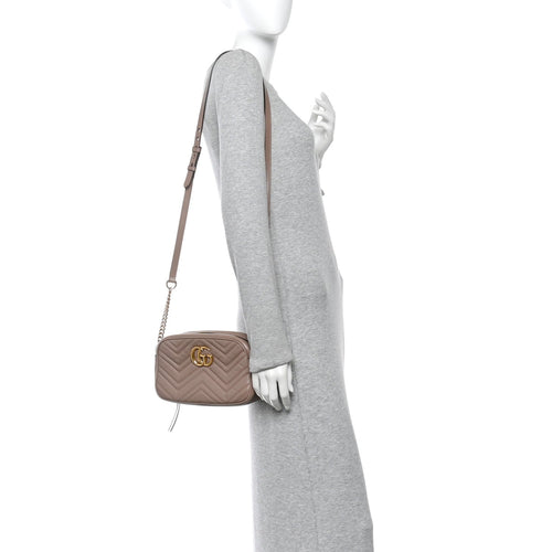Calfskin Matelasse Small GG Marmont Chain Shoulder Bag Porcelain Rose