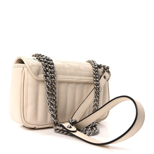 Calfskin Matelasse Aria Mini GG Marmont Shoulder Bag Mystic White