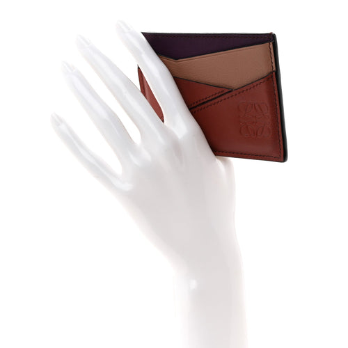 Calfskin Puzzle Colorblock Card Holder Multicolor