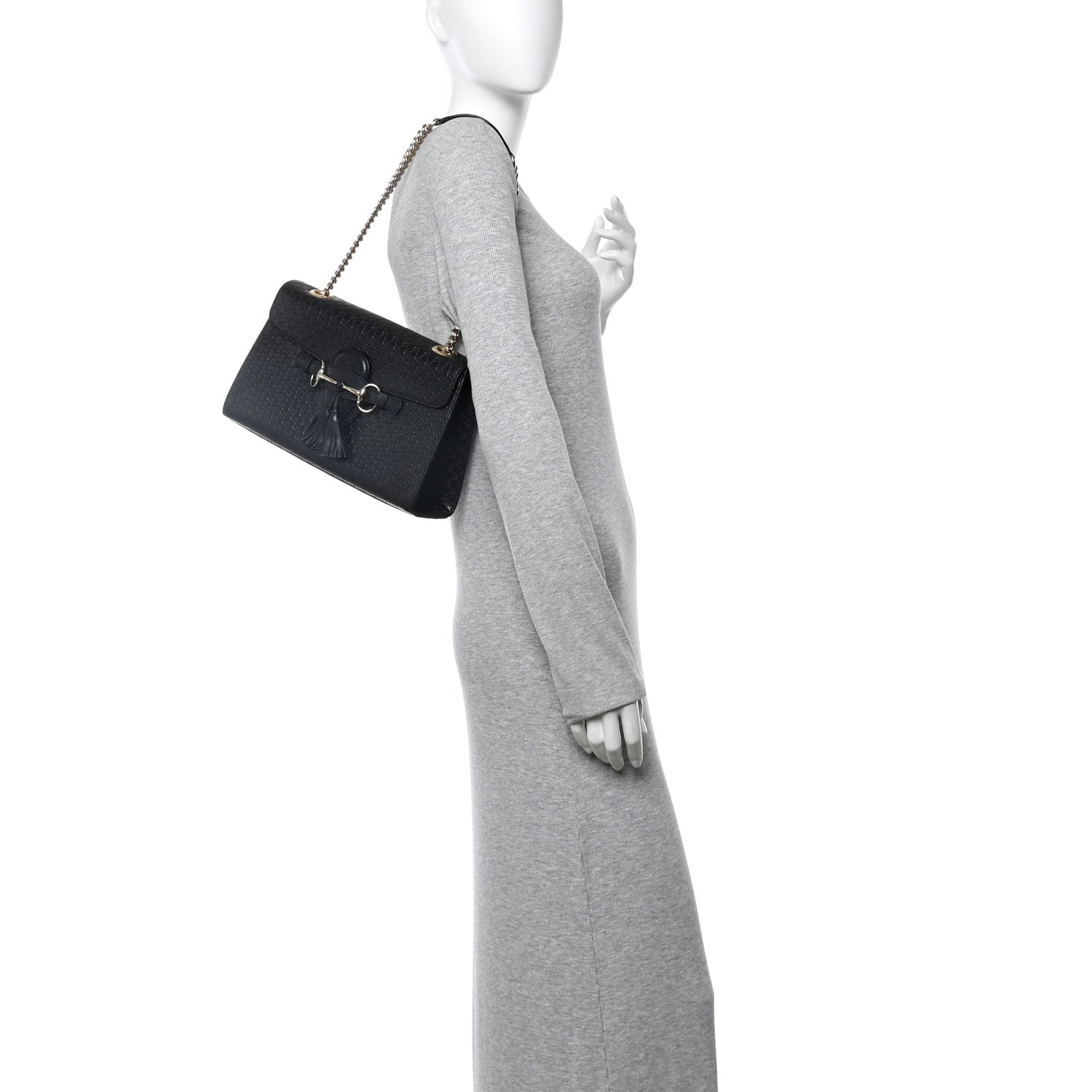 Microguccissima Medium Emily Chain Shoulder Bag Black