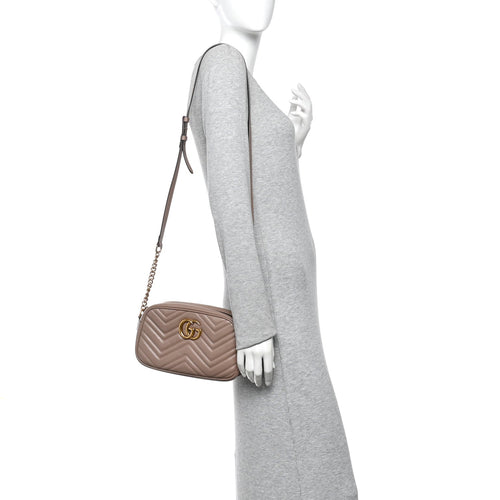 Calfskin Matelasse Small GG Marmont Chain Shoulder Bag Porcelain Rose