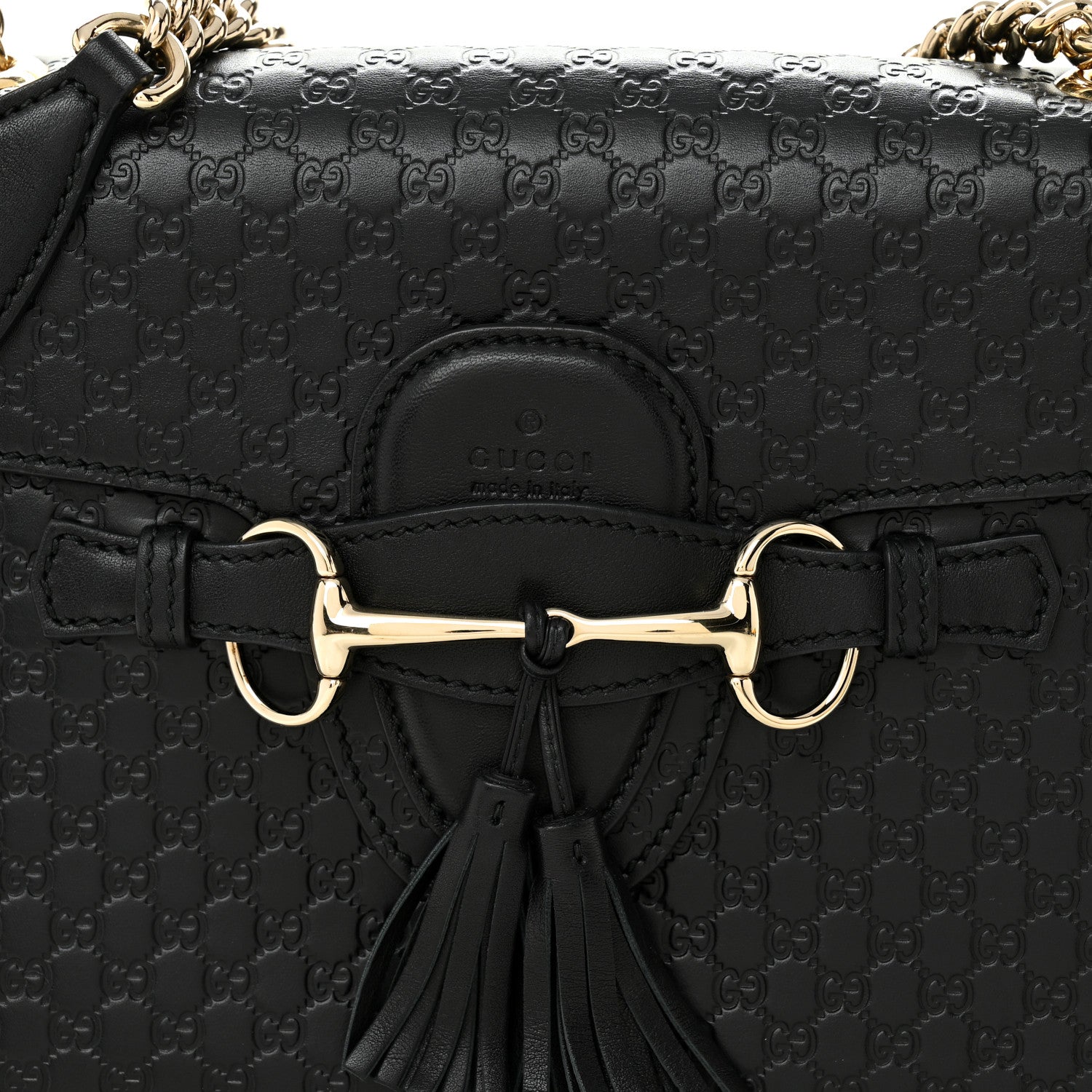 Microguccissima Medium Emily Chain Shoulder Bag Black