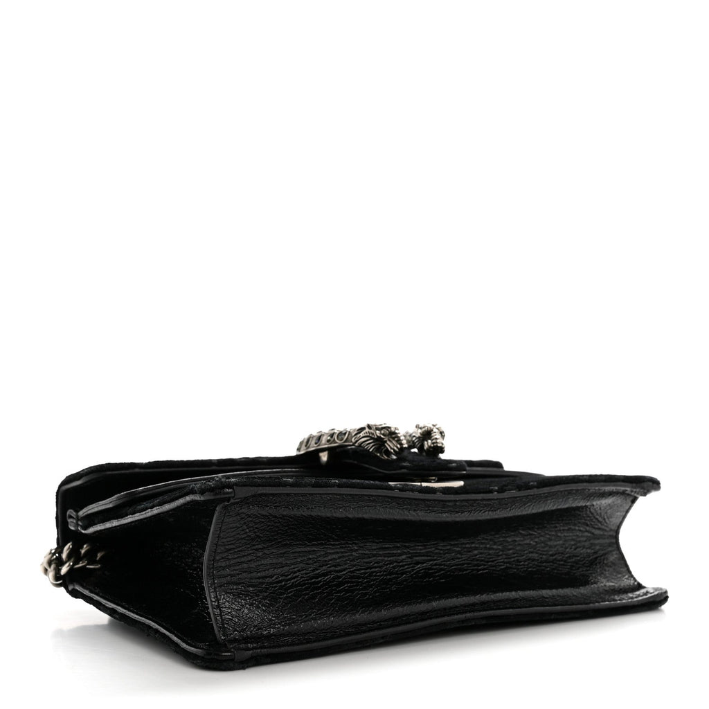 Velvet Skipper Crystal GG Monogram Small Dionysus Shoulder Bag Black Black Diamond