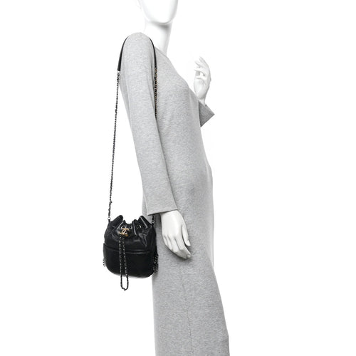 Calfskin Quilted Small Gabrielle Bucket Black
