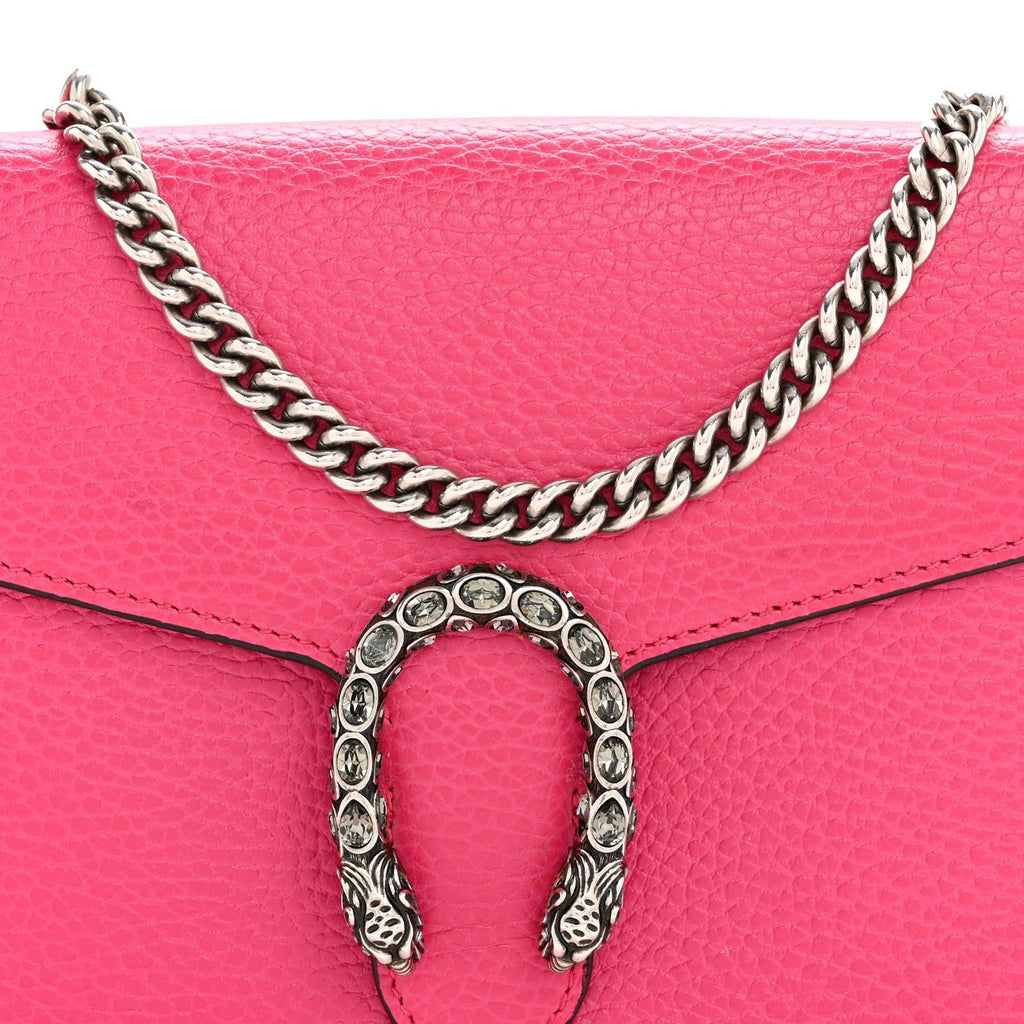 Dollar Calfskin Crystal Mini Dionysus Chain Wallet Box Pink