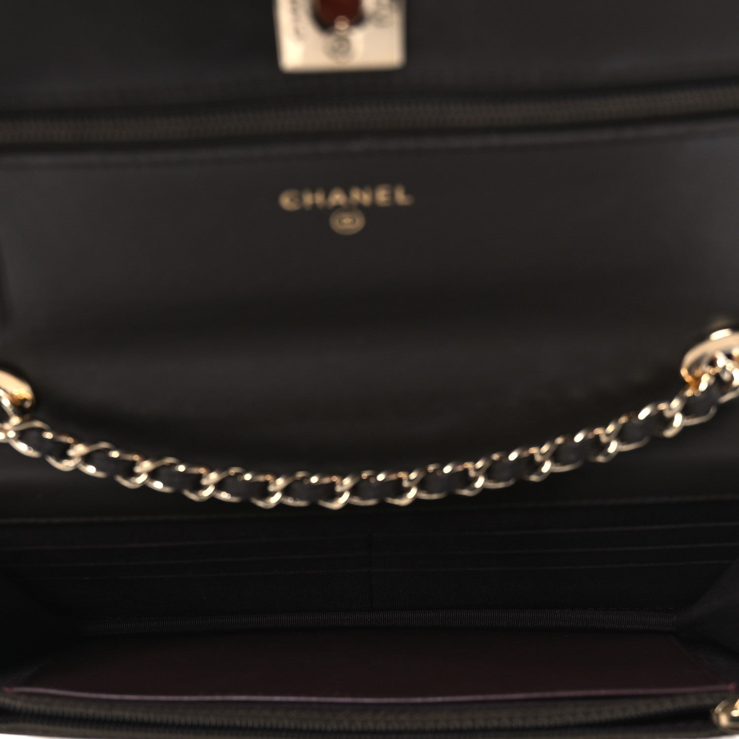 Lambskin Quilted Trendy CC Wallet On Chain WOC Dark Brown