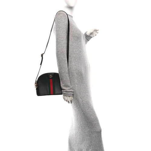Calfskin GG Web Small Ophidia Dome Shoulder Bag Black
