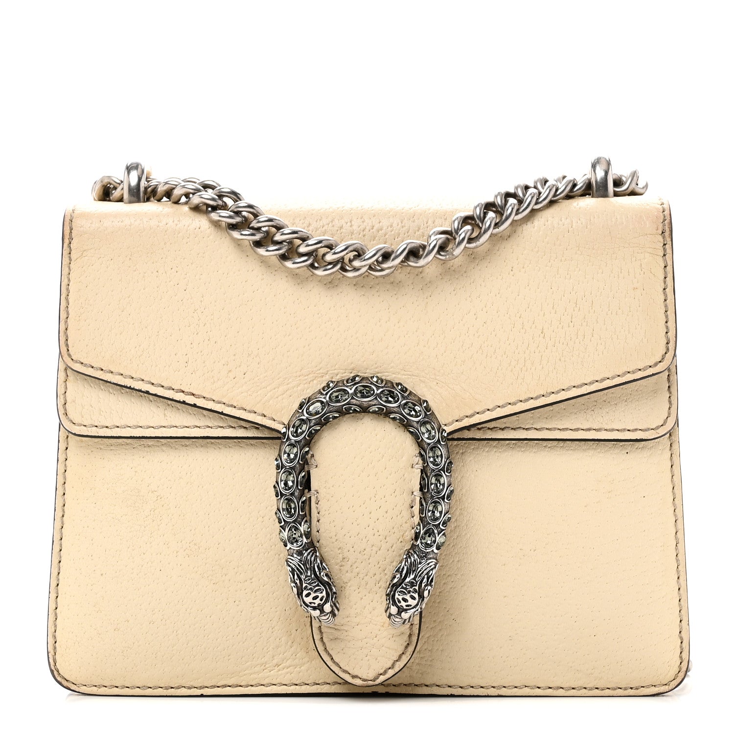 Textured Calfskin Crystal Mini Dionysus Shoulder Bag Mystic White