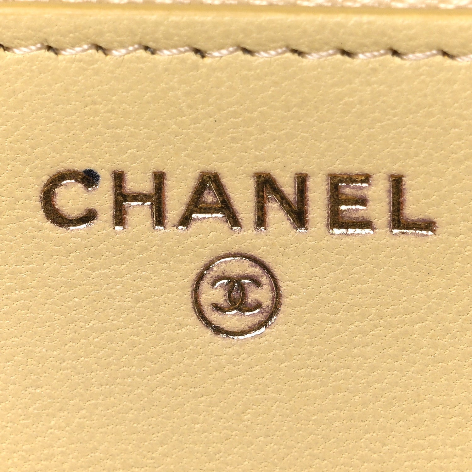 Lambskin Quilted Enamel Wallet On Chain WOC Yellow