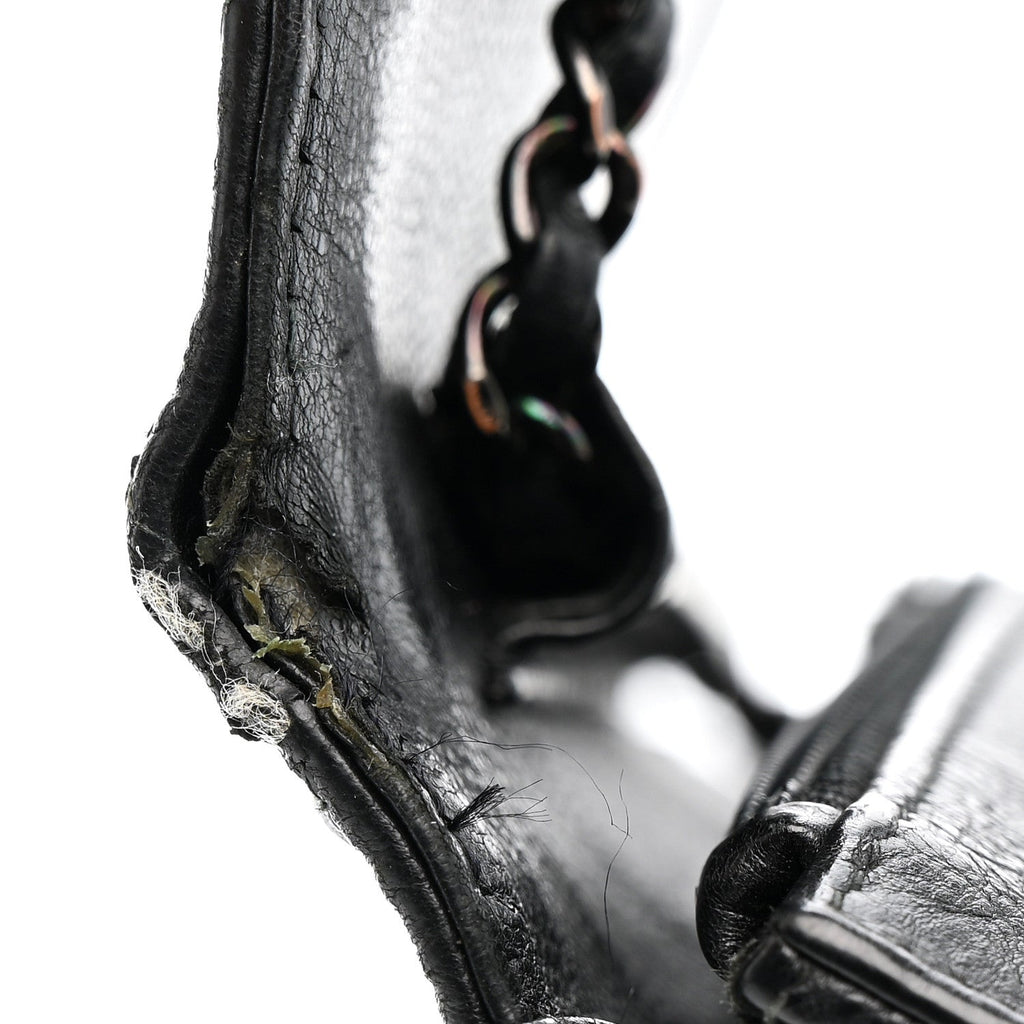 Crumpled Calfskin Quilted Wallet On Chain WOC So Black