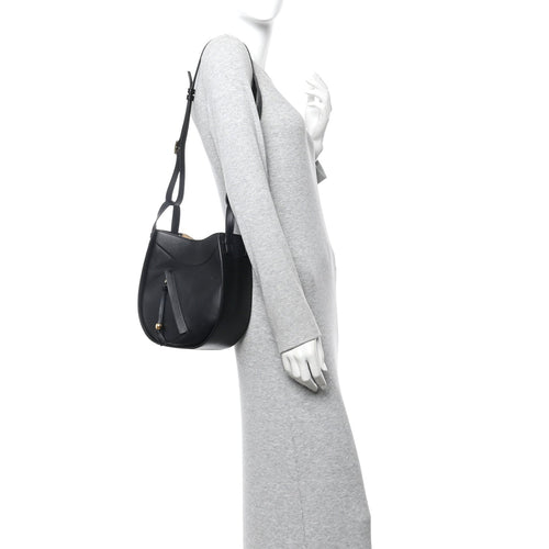 Calfskin Hammock Slice Bag Black