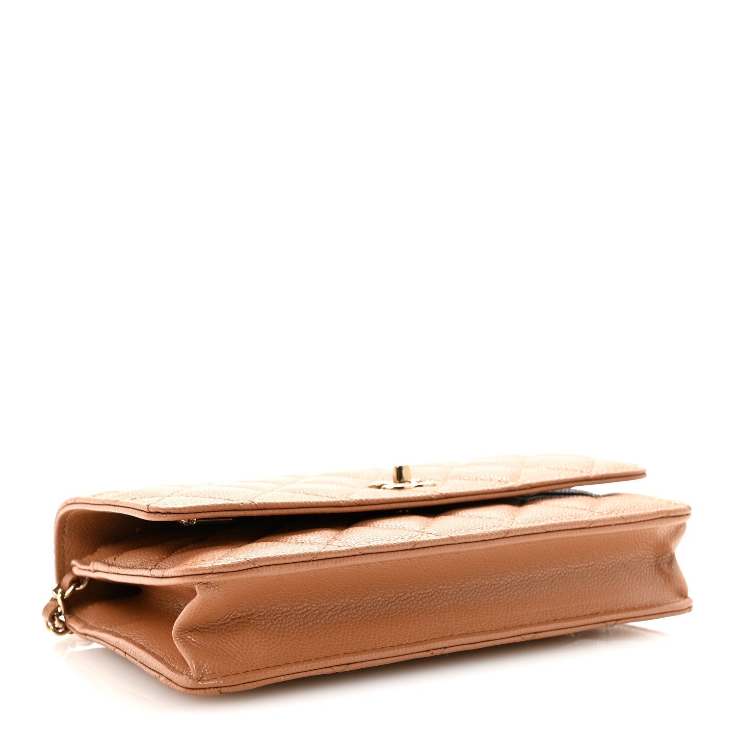 Caviar Quilted CC Turnlock Wallet On Chain WOC Brown