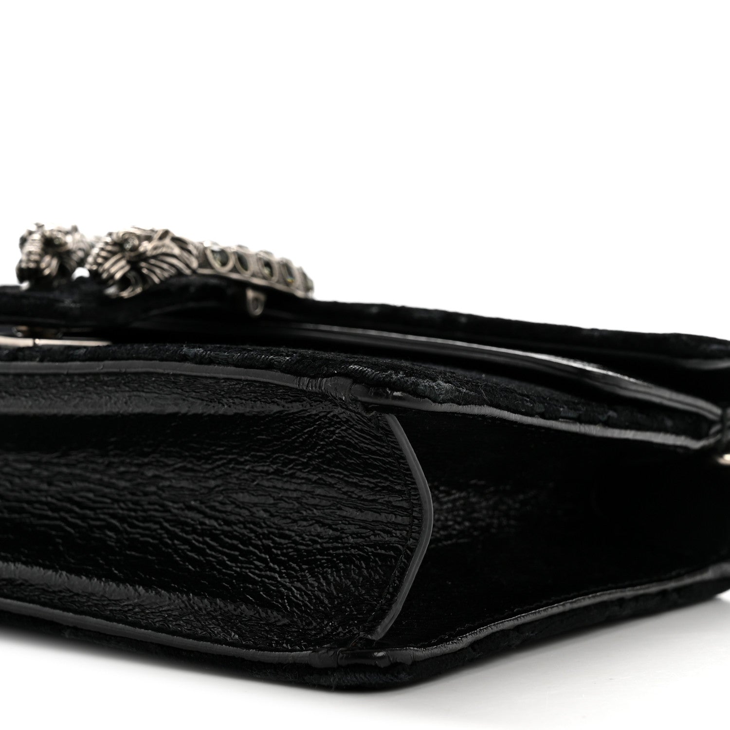 Velvet Skipper Crystal GG Monogram Small Dionysus Shoulder Bag Black Black Diamond