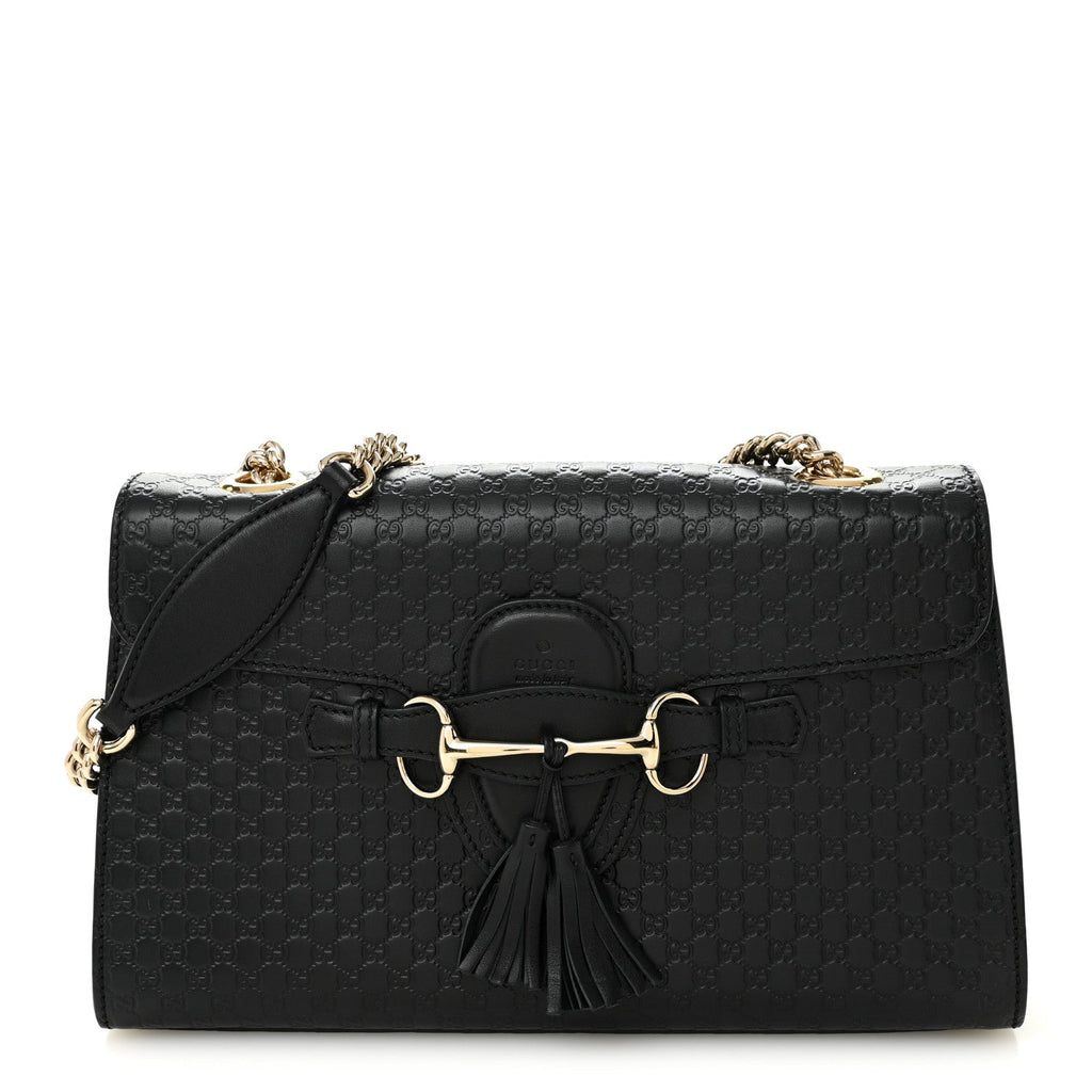Microguccissima Medium Emily Chain Shoulder Bag Black