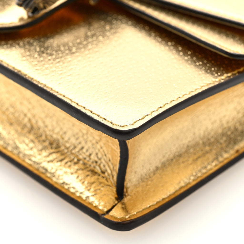 Metallic Calfskin Super Mini Dionysus Shoulder Bag Gold