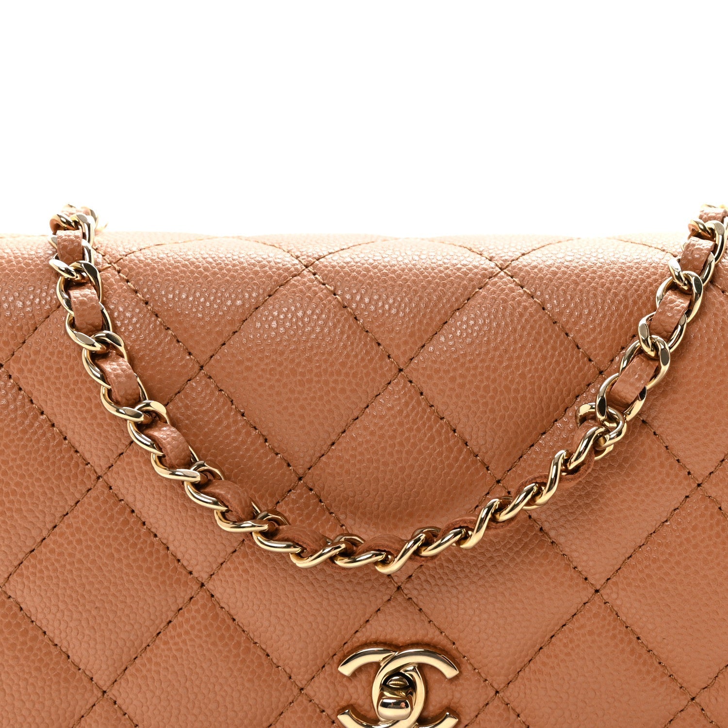 Caviar Quilted CC Turnlock Wallet On Chain WOC Brown