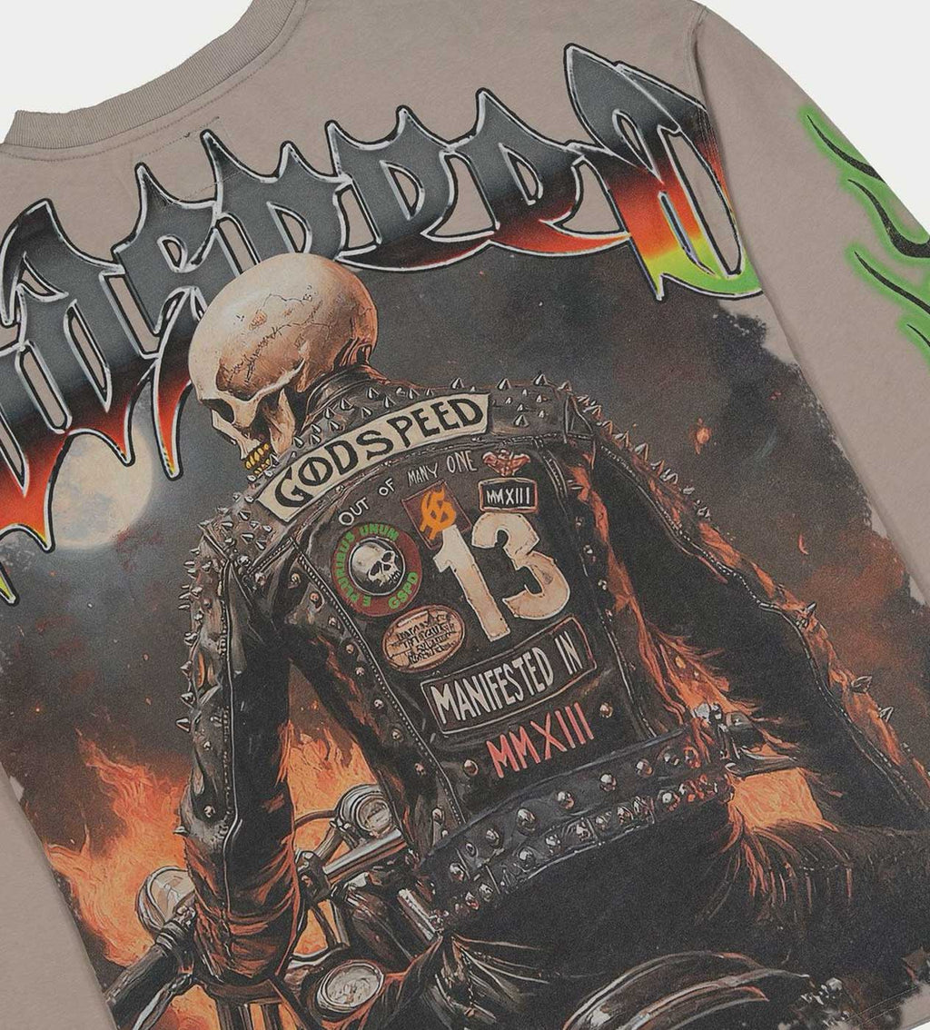 Godspeed Biker Nation L/S Tee Stone Grey