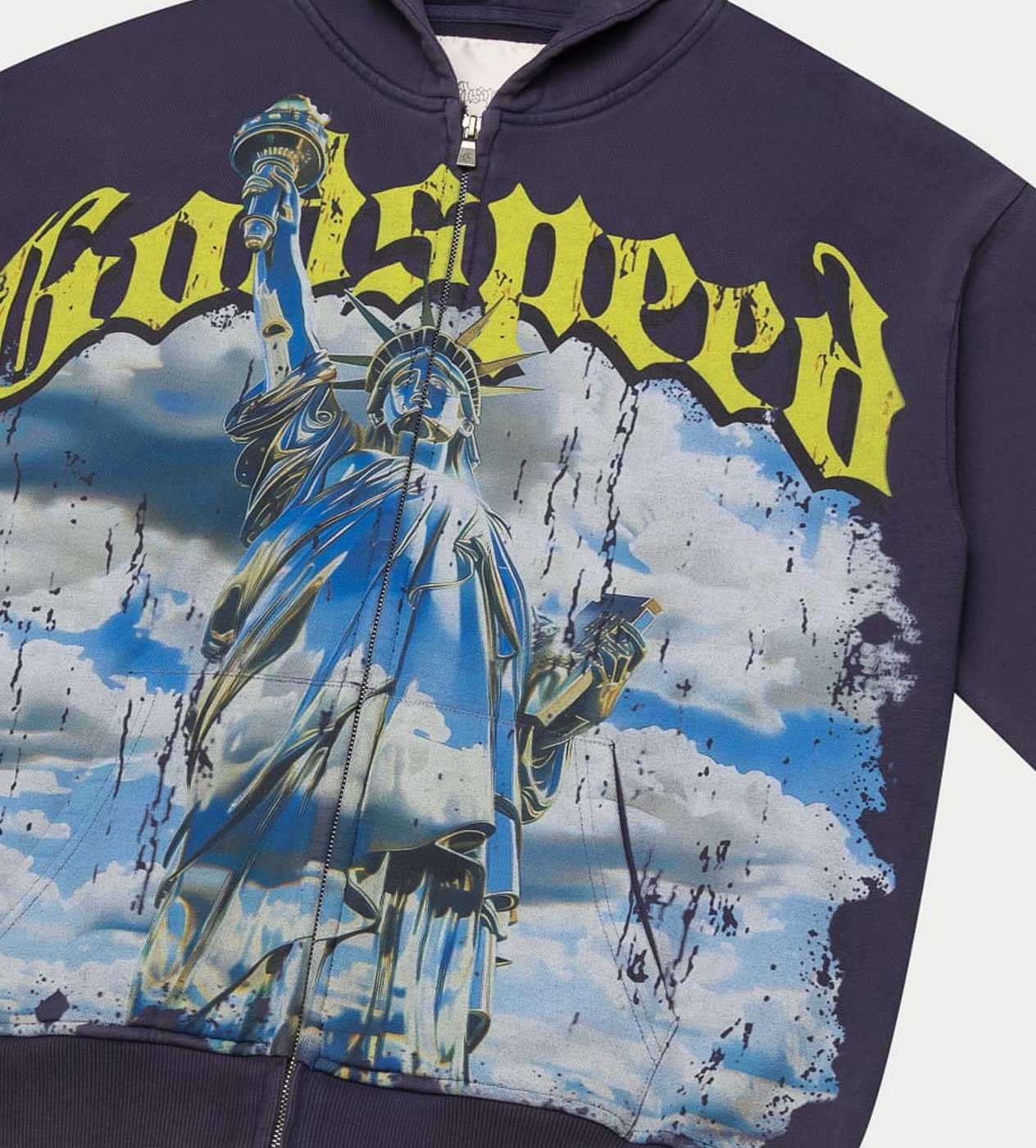 Godspeed Chrome Liberty Zip Up Hoodie Navy