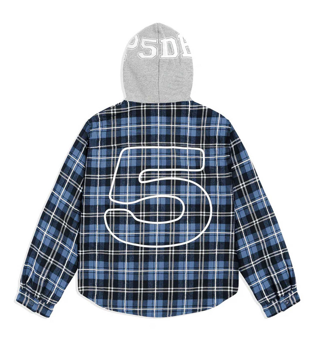 Sp5der Hooded Flannel Zip Up Blue
