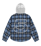 Sp5der Hooded Flannel Zip Up Blue