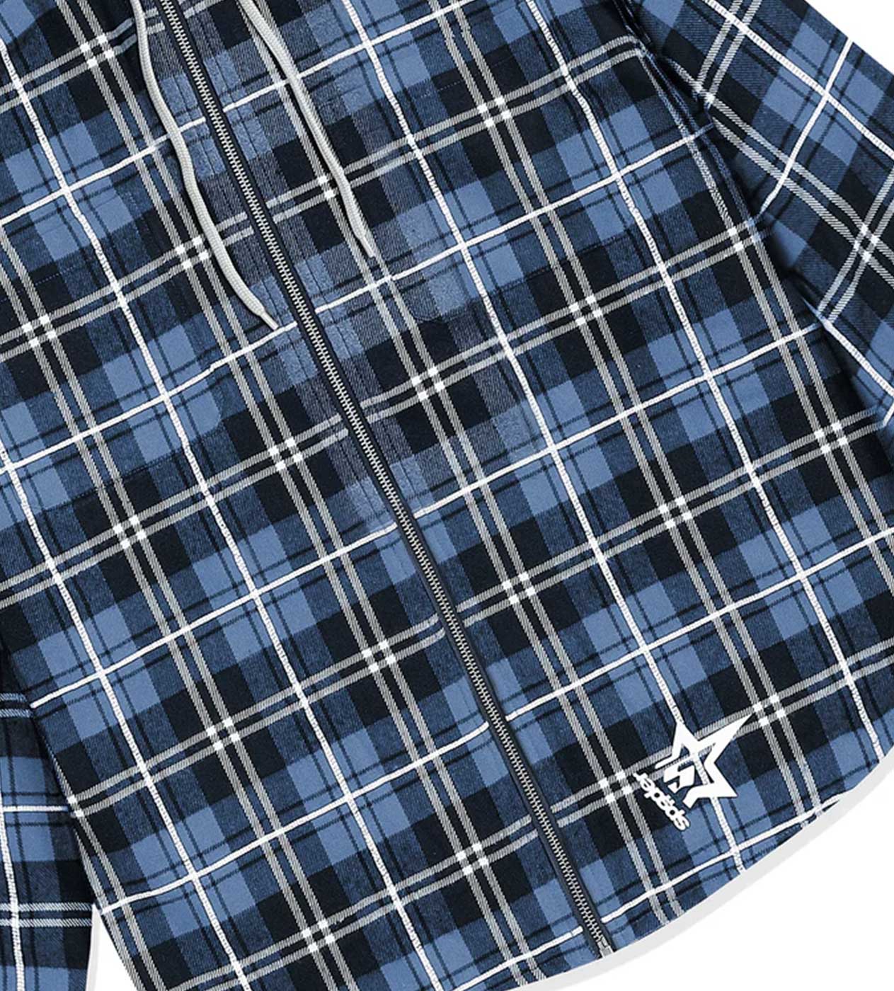 Sp5der Hooded Flannel Zip Up Blue