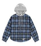 Sp5der Hooded Flannel Zip Up Blue