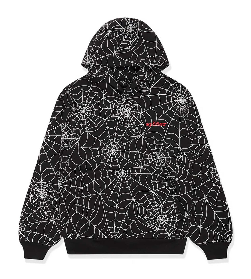 Sp5der Embroidered AOP Hoodie Black